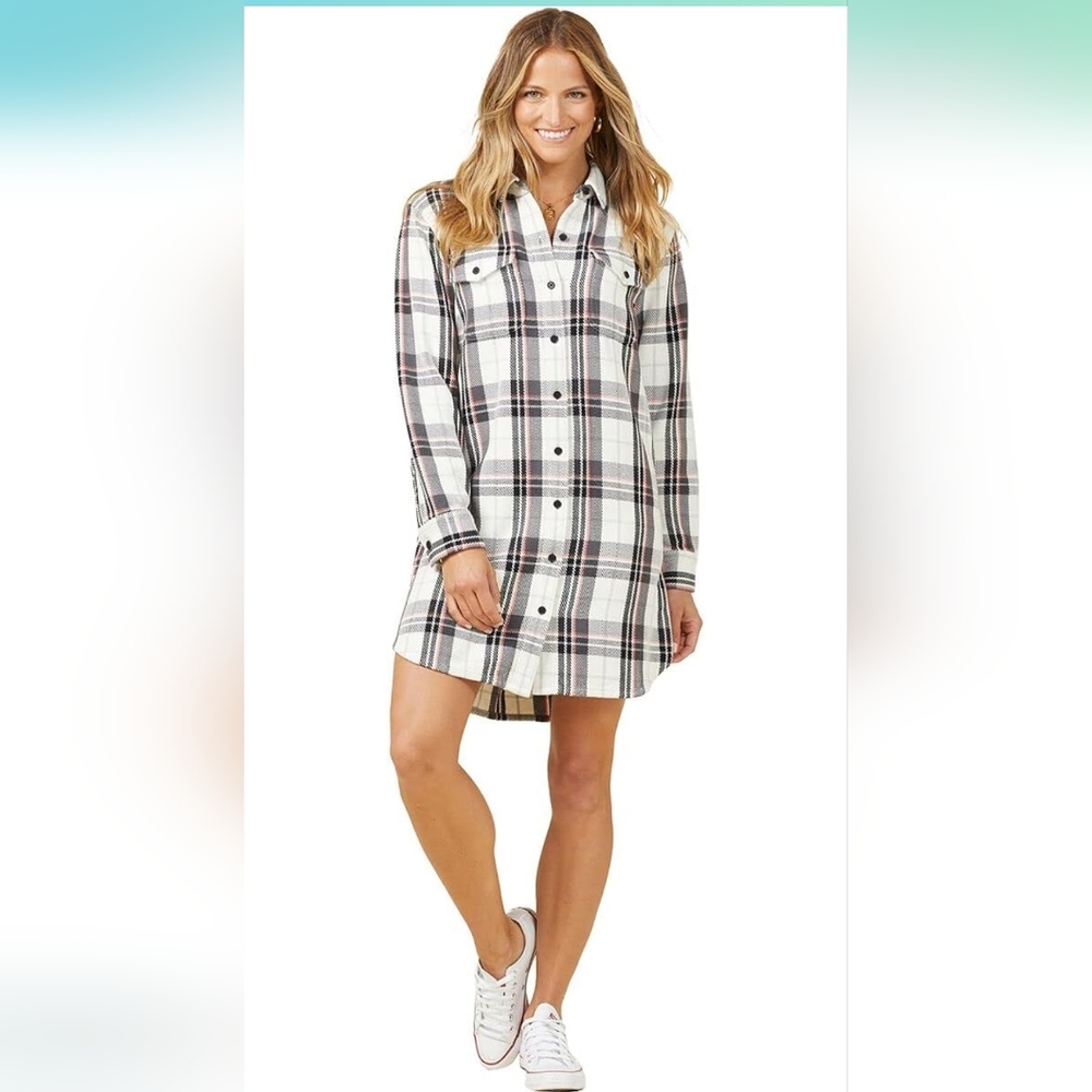 NWOT Outerknown Blanket Shirt Dress | Galaxy Cusco Plaid